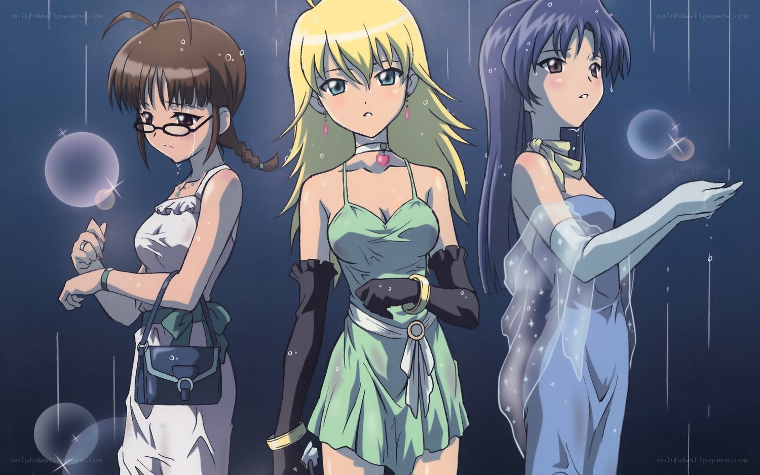 Three girls in the rain