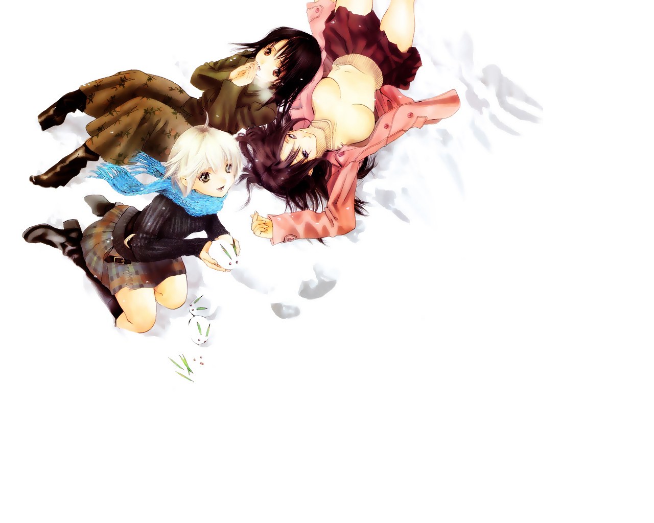 Three girls in the snow