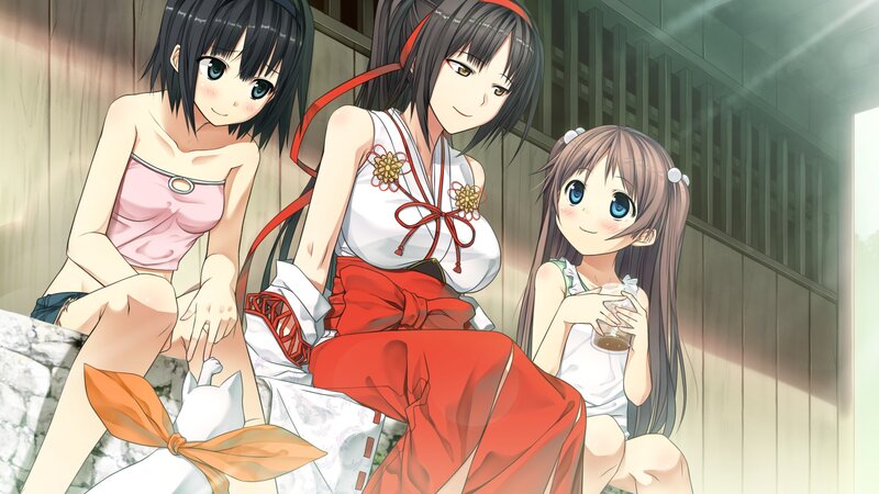 Three girls in traditional attire
