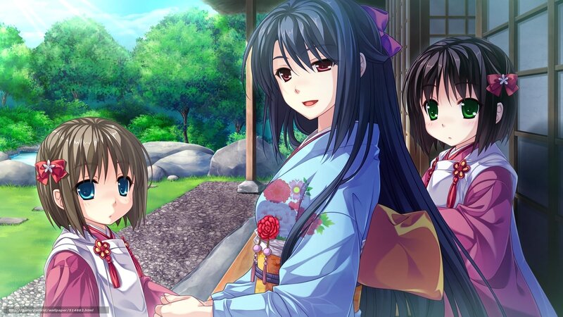 Three girls in traditional clothing