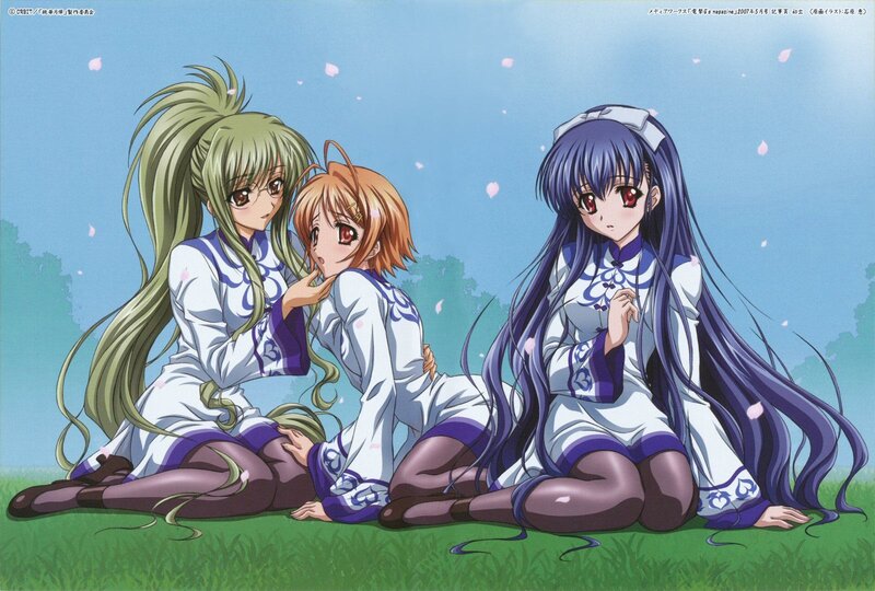 Three girls in traditional outfits