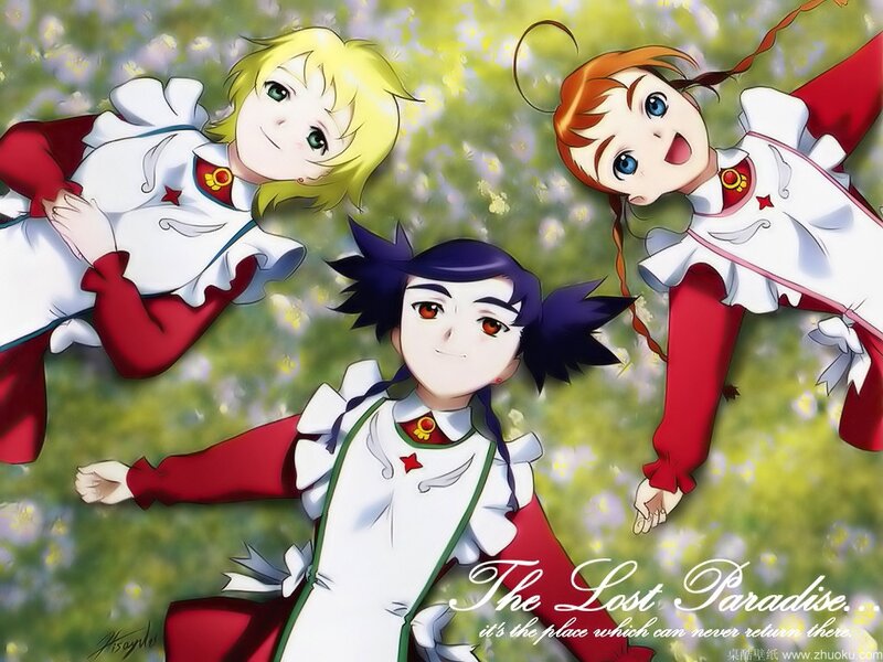 Three Girls in Uniforms — Green