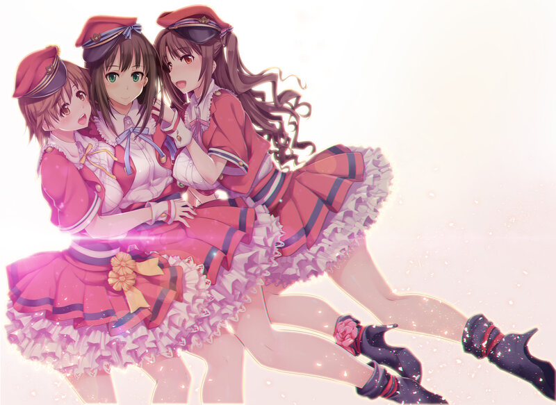 Three Girls in Uniforms — Pink