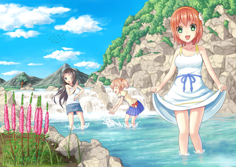Three Girls in Water — Blue