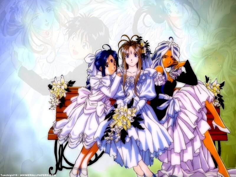 Three girls in wedding dresses