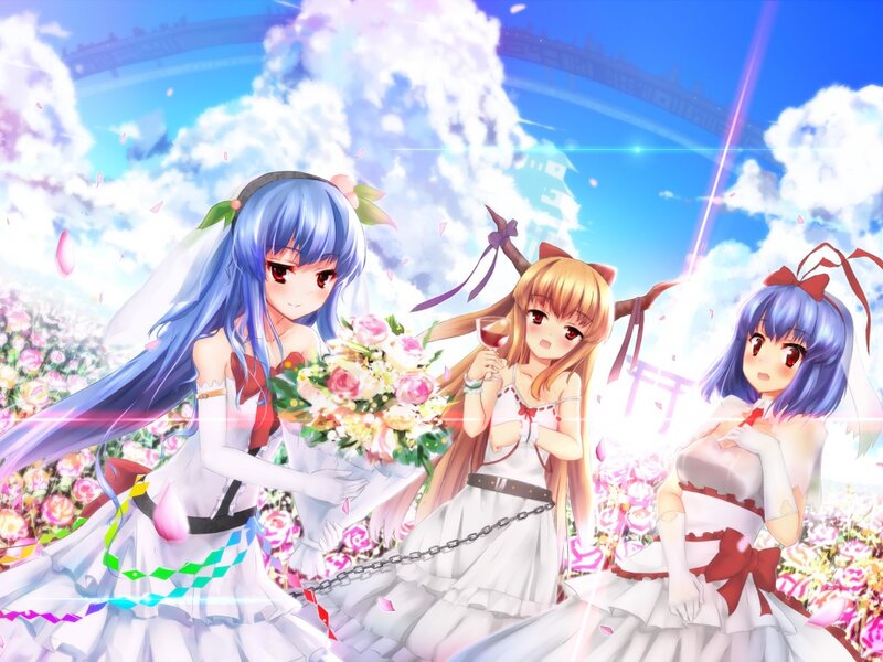 Three Girls in Wedding Dresses — Blue