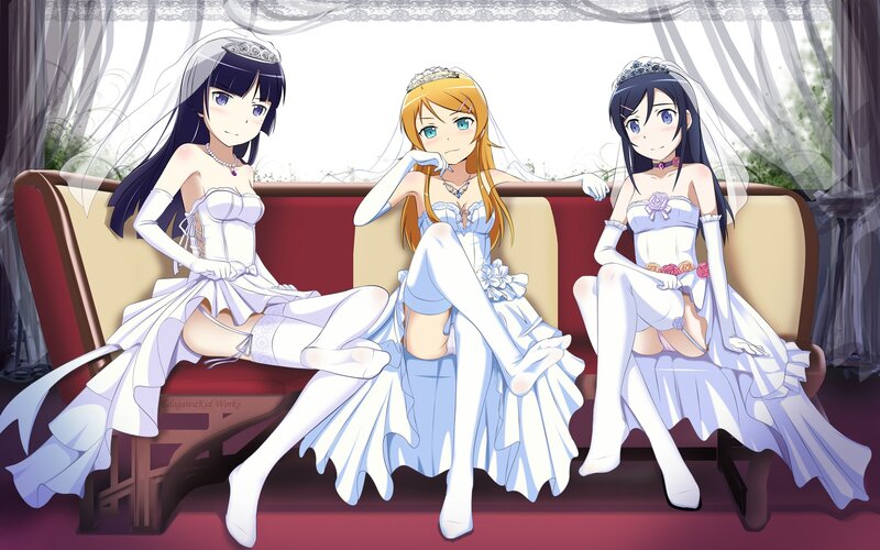 Three Girls in Wedding Dresses — White, Calm