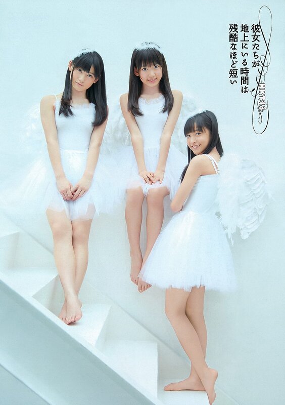 Three girls in white angel costumes