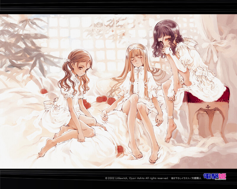 Three girls in white dresses