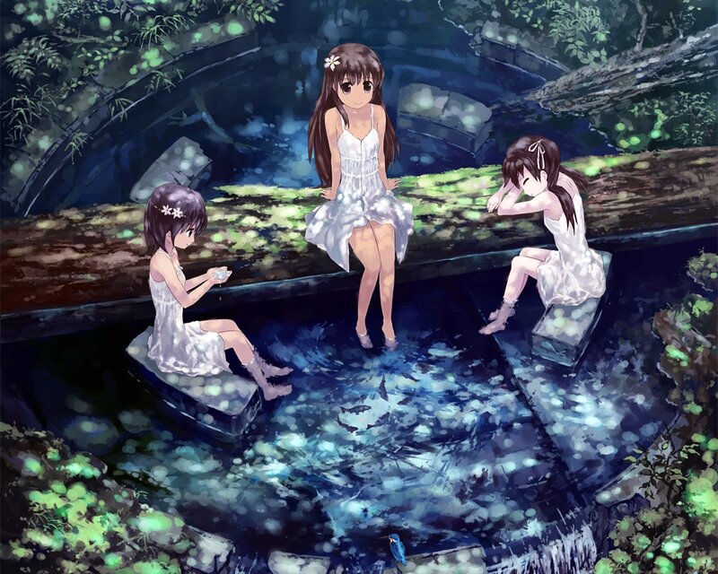 Three Girls in White Dresses — Blue