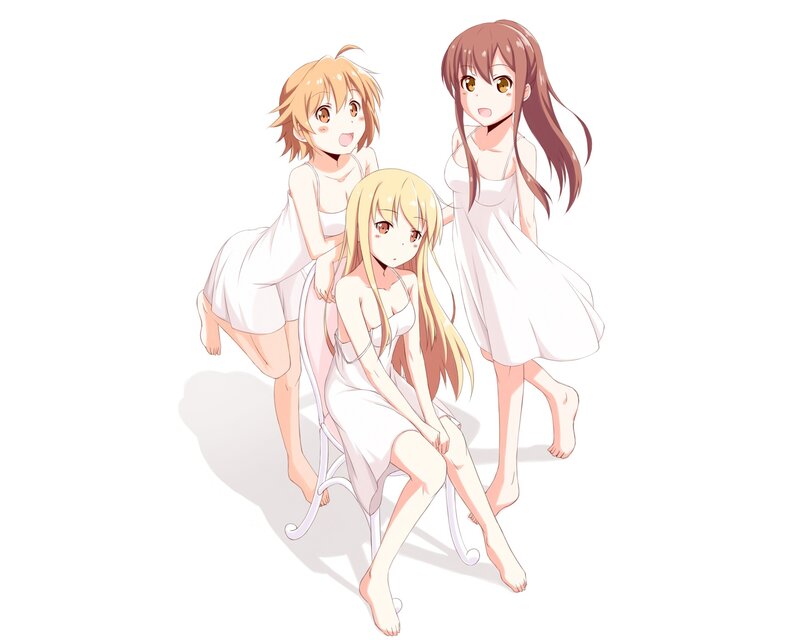 Three Girls in White Dresses — Playful
