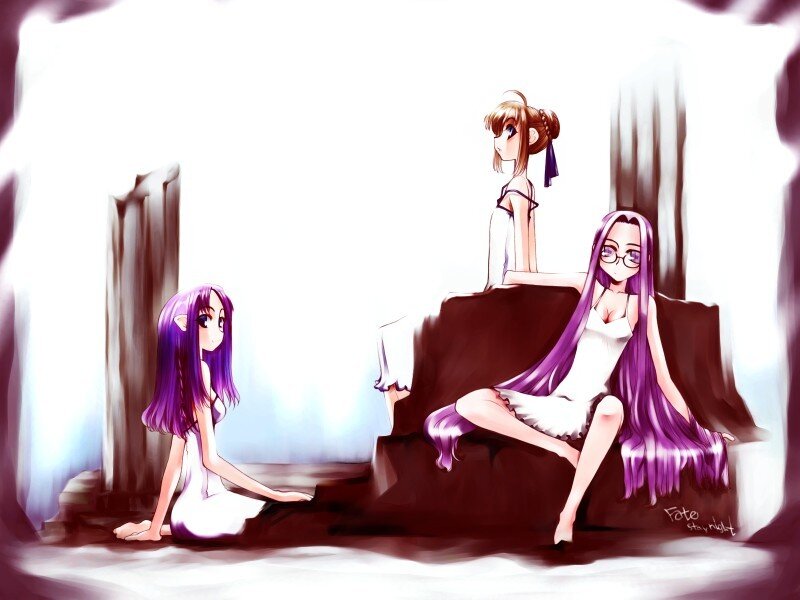 Three Girls in White Dresses — Purple