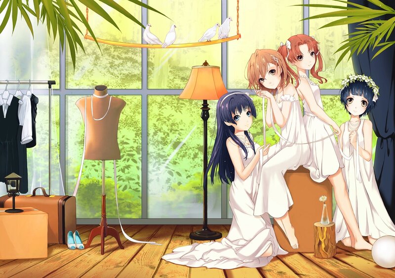 Three Girls in White Dresses — Serene, Afternoon, Anime