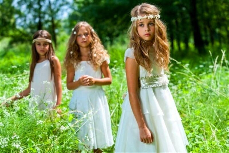 Three Girls in White Dresses — Serene, Afternoon, Photograph
