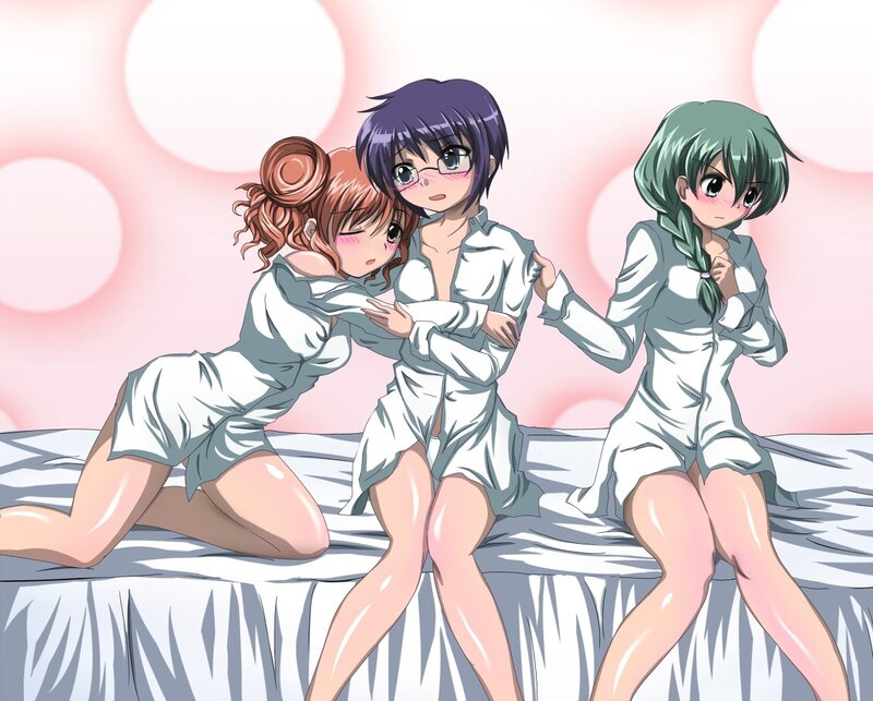 Three girls in white shirts