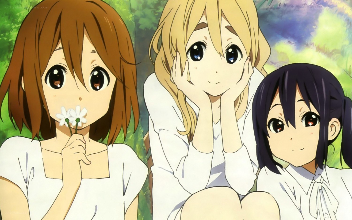 three girls in white shirts