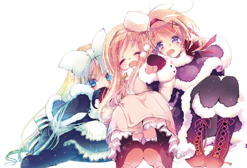 Three Girls in Winter Clothes — Pink