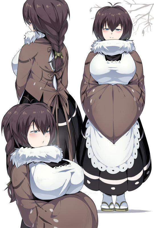 Three Girls in Winter Coats — Brown
