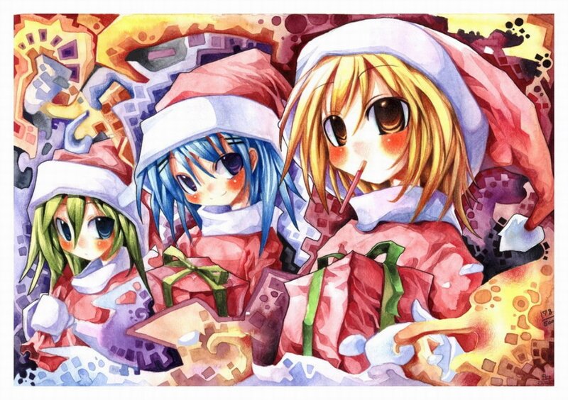 Three Girls in Winter Hats — Red