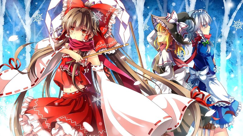 Three Girls in Winter Outfits — Red, Festive