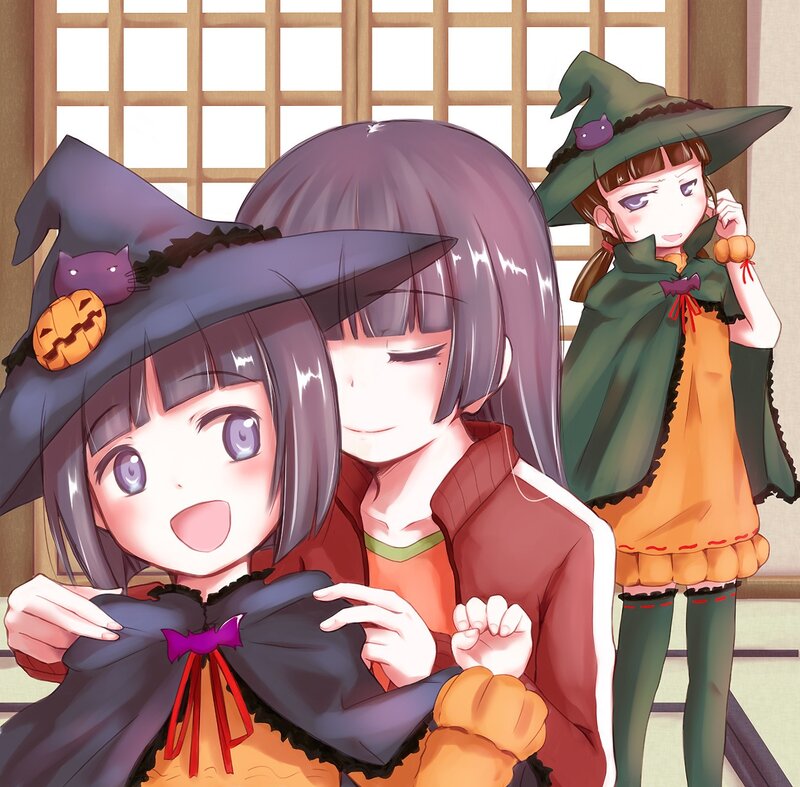 Three Girls in Witch Costumes — Purple