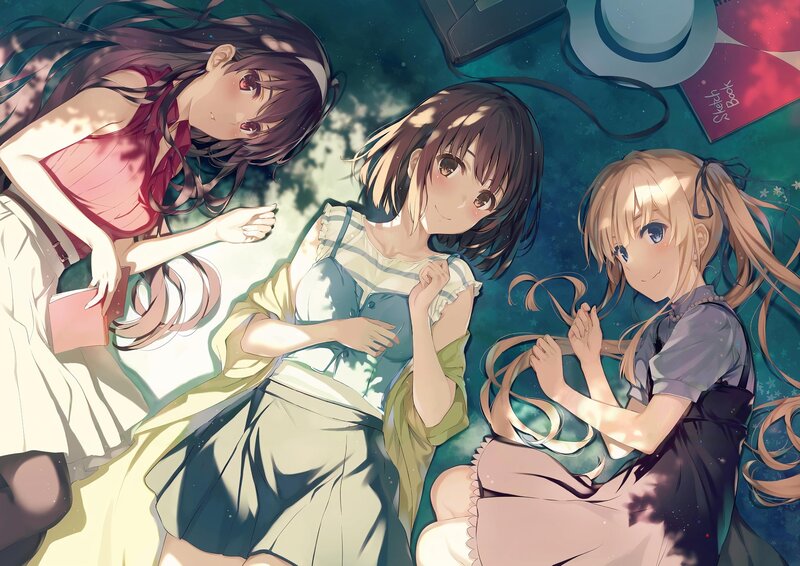 Three Girls Lying Down — Blue