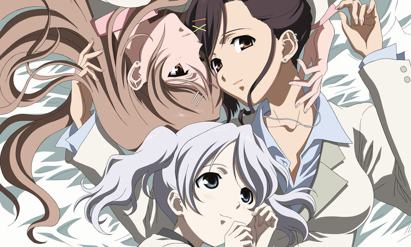 three girls lying together