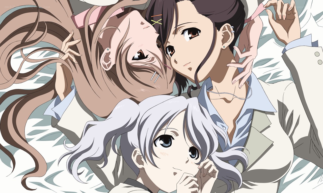 three girls lying together