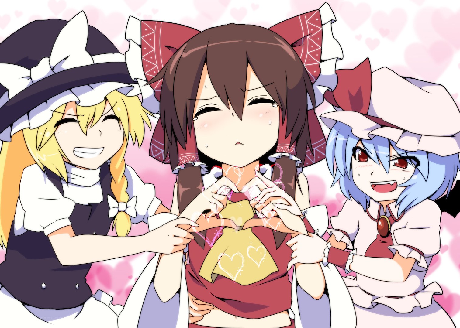 Three girls making a heart shape