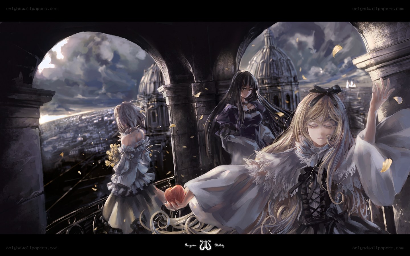 Three girls on a balcony