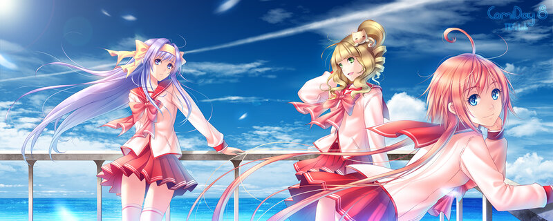 Three Girls on a Balcony — Blue