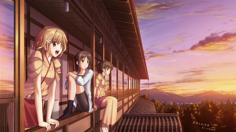 Three Girls on a Balcony — Purple
