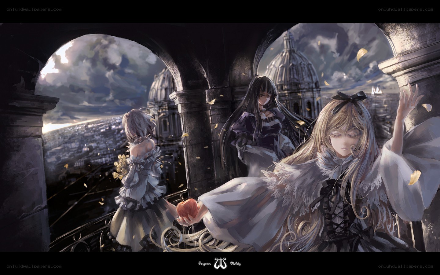 Three girls on a balcony