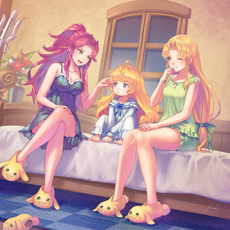 Three Girls on a Bed — Pink, Calm