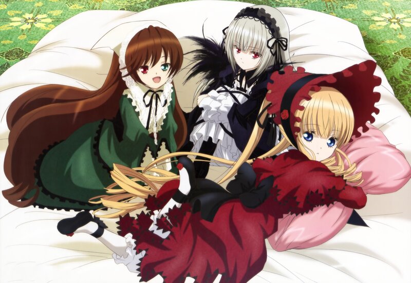 Three Girls on a Bed — White, Calm