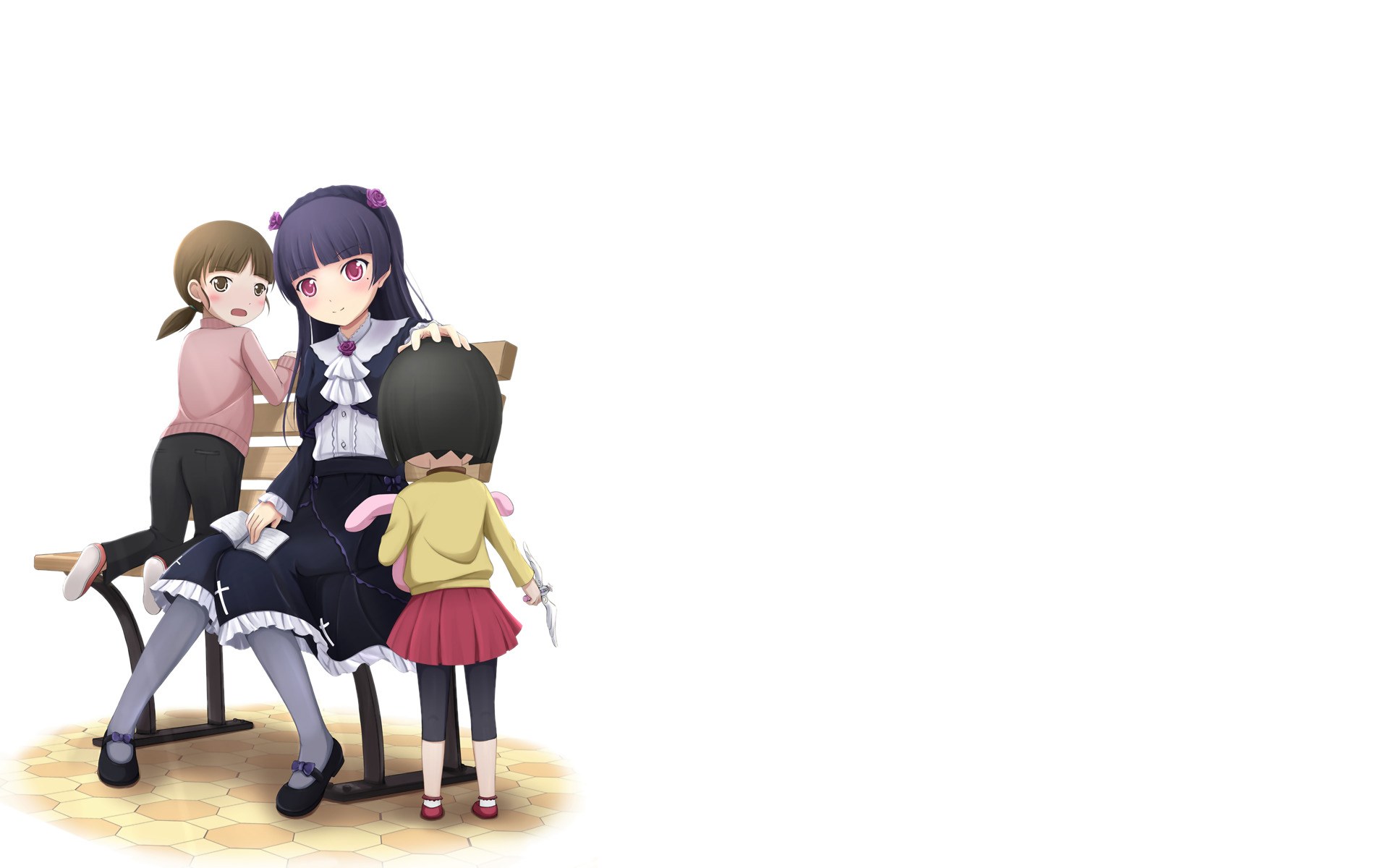 Three girls on a bench