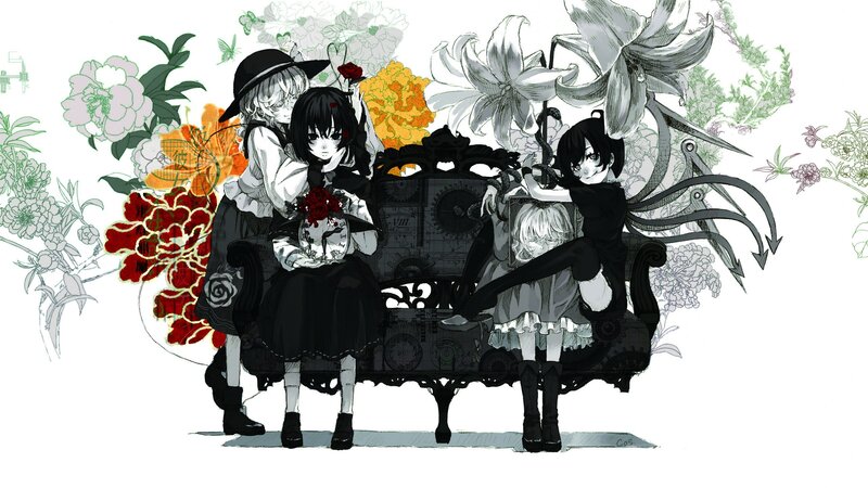 Three Girls on a Bench — Black