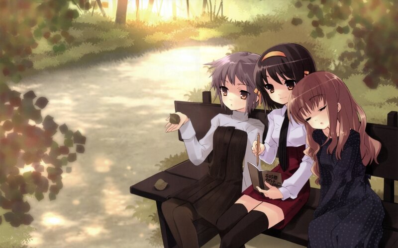 Three Girls on a Bench — Green