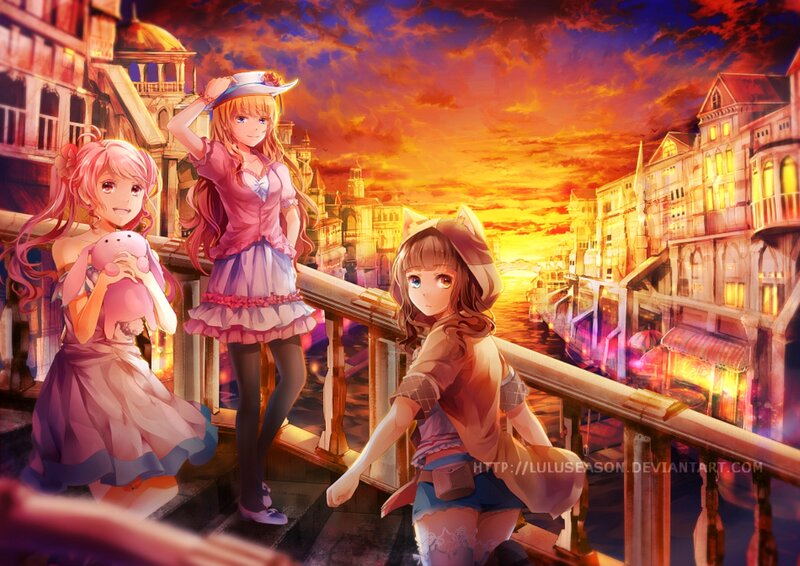Three Girls on a Bridge — Orange