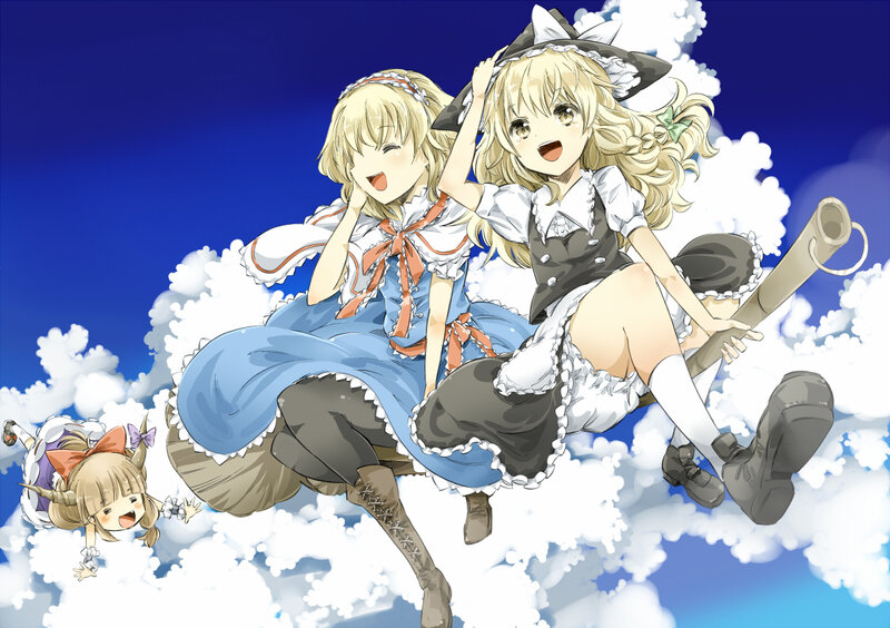 Three Girls on a Broomstick — Blue