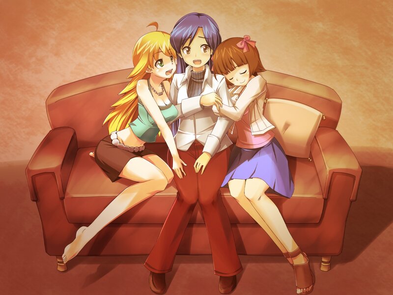 Three girls on a couch