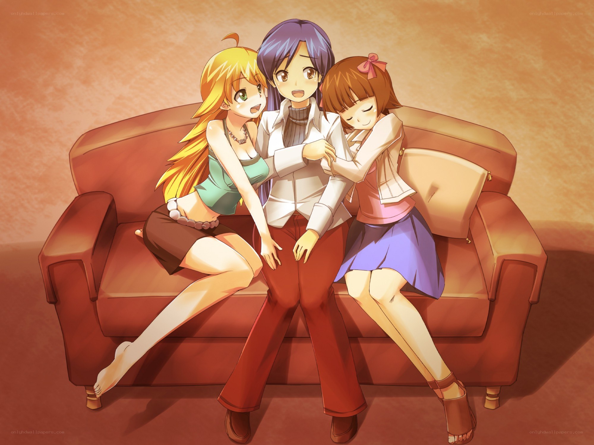 Three girls on a couch