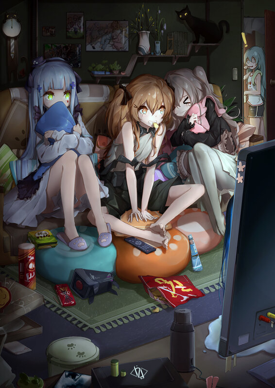 Three Girls on a Couch — Green