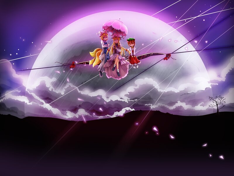Three girls on a flying carpet