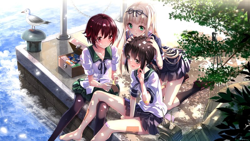 Three Girls on a Pier — Blue
