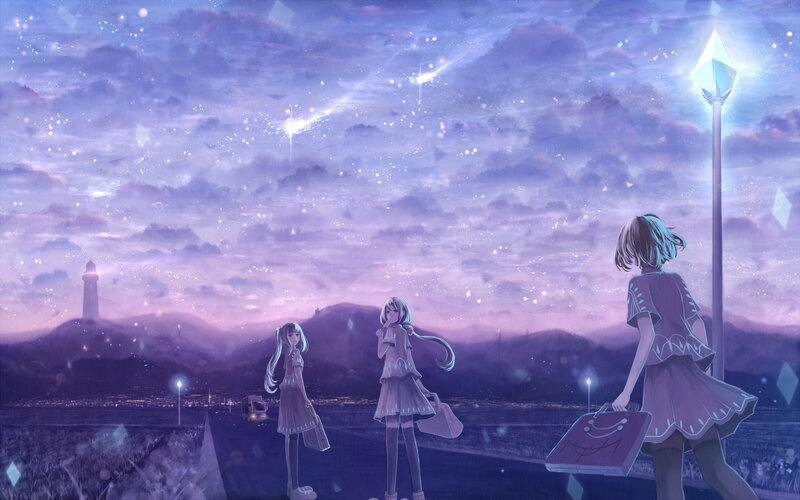 Three Girls on a Road — Purple