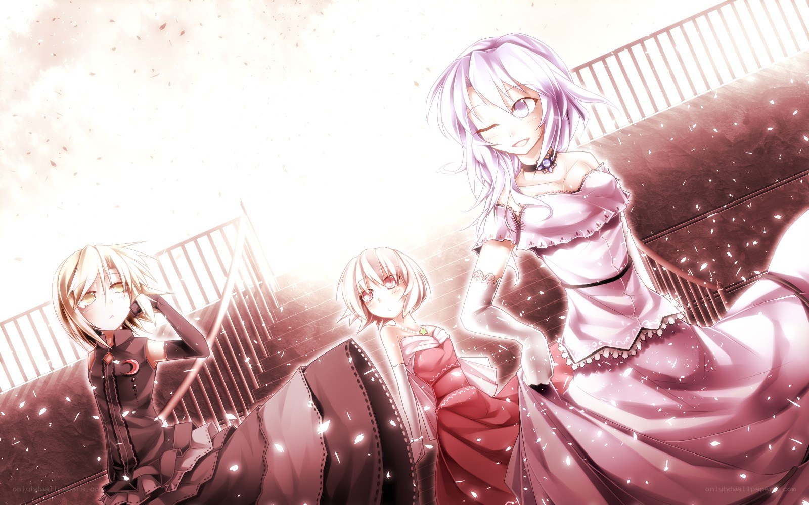 Three girls on a staircase