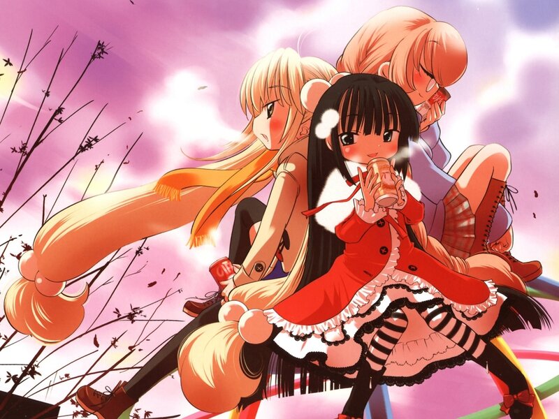 Three Girls on a Swing — Pink