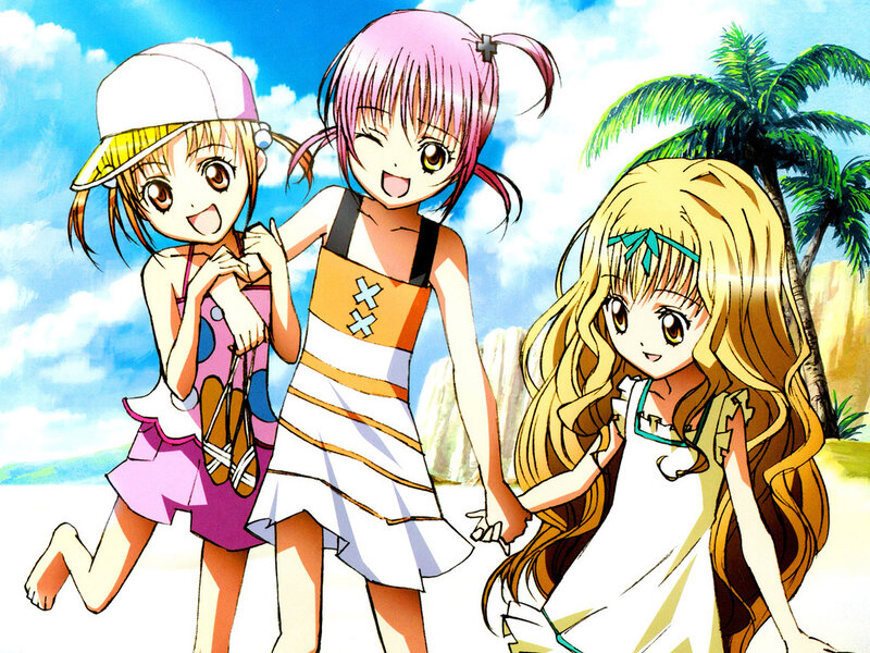 Three Girls on Beach — Blue, Happy, Afternoon