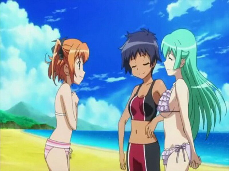 Three Girls on Beach — Blue, Relaxed